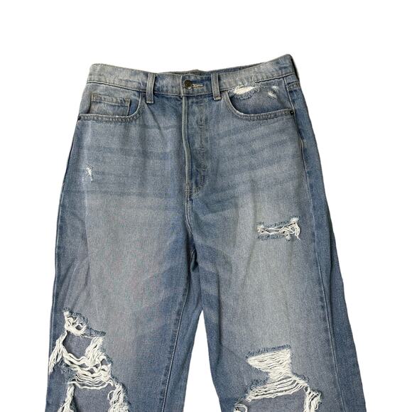 Cello Distressed Super High Waisted Tall Jeans 30 waist Button Fly Mom Jeans - Picture 3 of 7